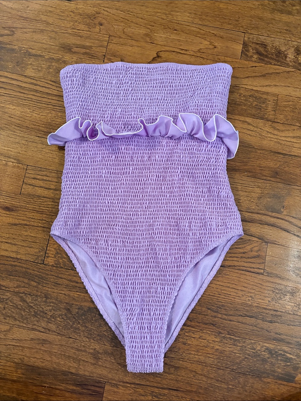 Tularosa Lavender Smocked One-Piece Swimsuit with Ruffle